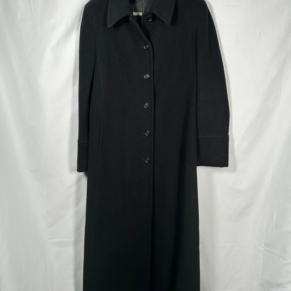 Steve By Searle Long Wool Cashmere Overcoat Black Size 10 - Picture 3 of 12